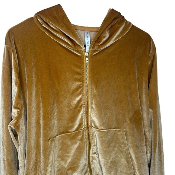 |EUC| FABLETICS Gold Velour Full Zip Hoodie - Picture 2 of 5